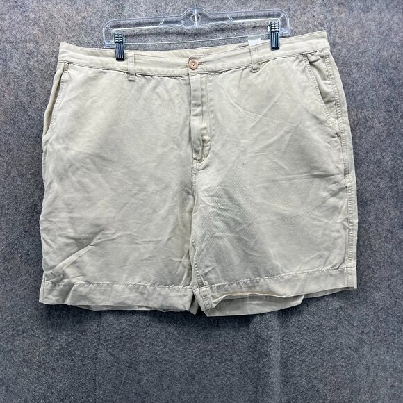 Vineyard Vines Shorts Mens 40 Khaki Chino Flat Front Tan Beige Linen Golf - Picture 1 of 12